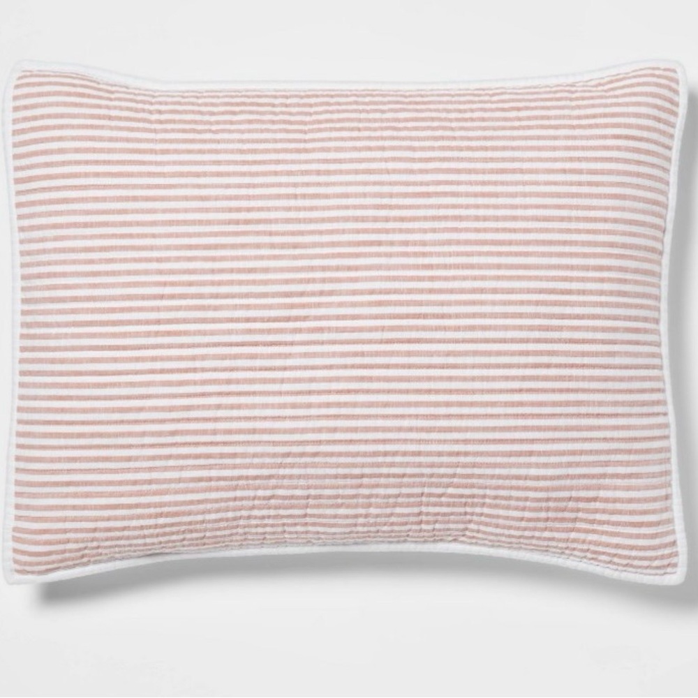NEW Threshold Standard Reversible Cotton Stripe Sham in Terracotta